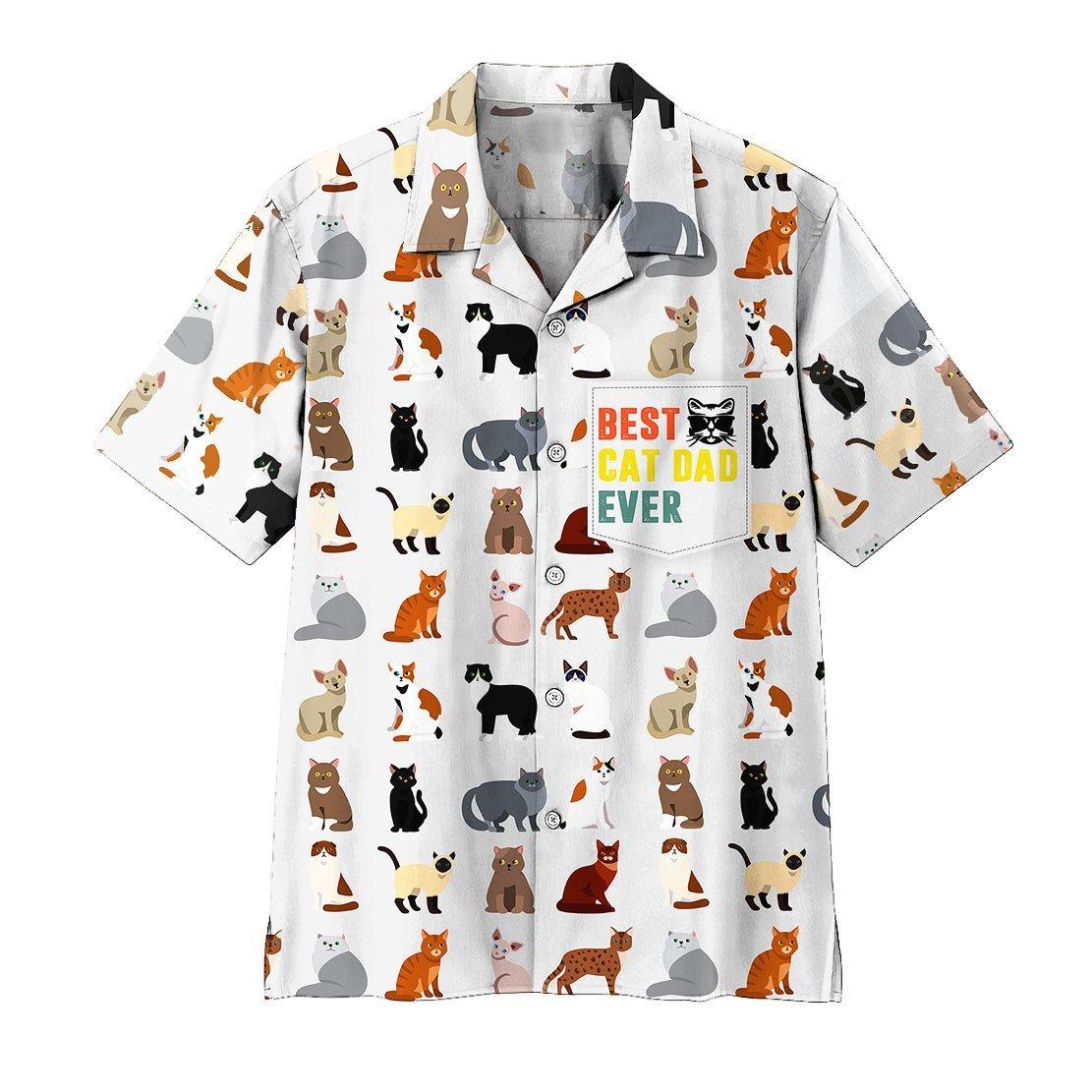 Gearhumans 3D Best Cat Dad Ever Hawaii Shirt ZK0705212 Hawai Shirt Short Sleeve Shirt S 