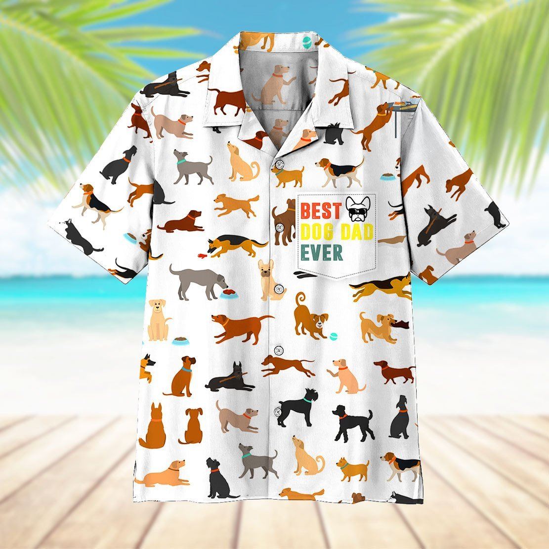 Gearhumans 3D Best Dog Dad Ever Hawaii Shirt ZK0705213 Hawai Shirt 