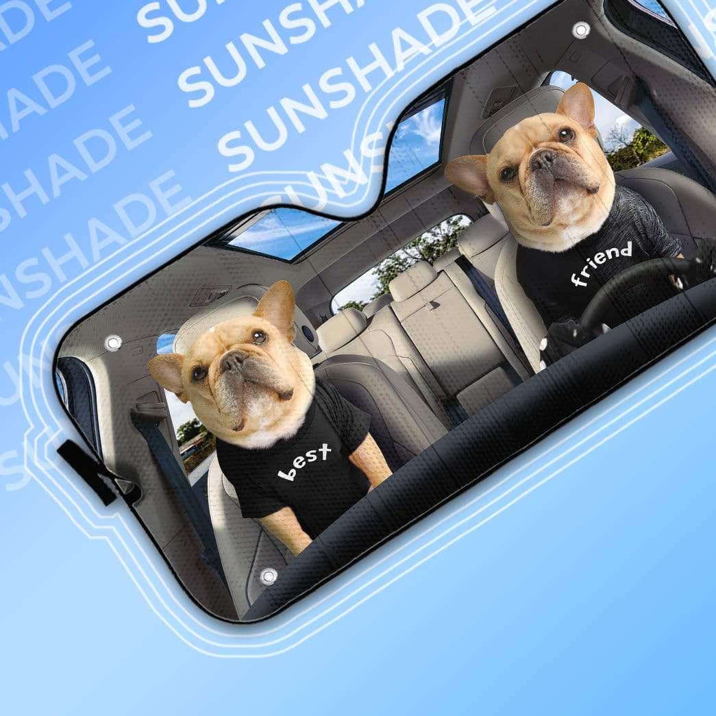 gearhumans 3D Best Friend Bulldogs Custom Car Auto Sunshade GV170612 Auto Sunshade 