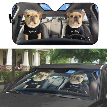 Gearhumans 3D Best Friend Bulldogs Custom Car Auto Sunshade