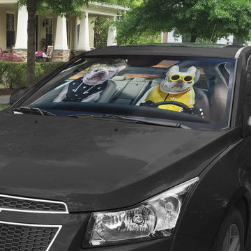 Gearhumans 3D Best Friend Forever Bulldogs Custom Car Auto Sunshade