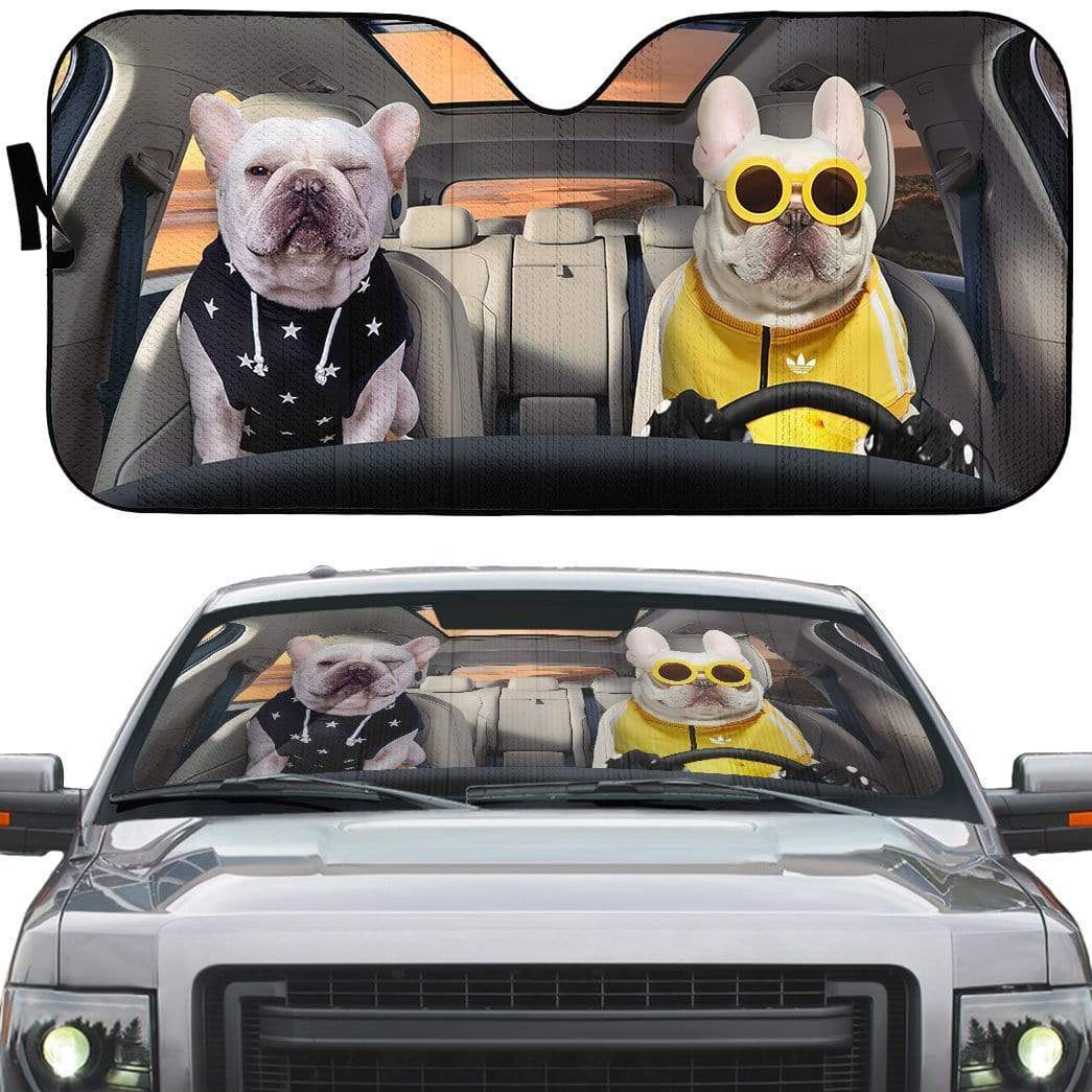 gearhumans 3D Best Friend Forever Bulldogs Custom Car Auto Sunshade GV170610 Auto Sunshade 
