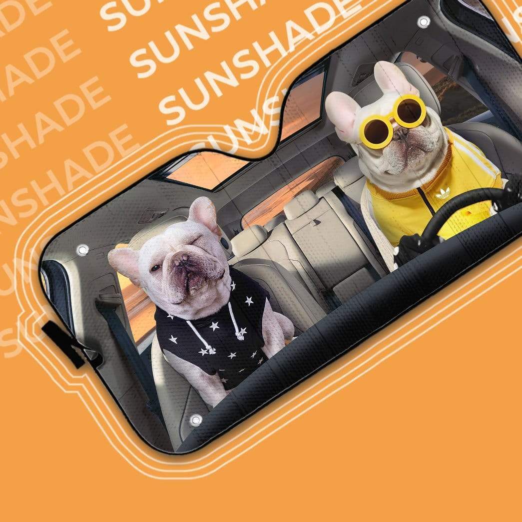gearhumans 3D Best Friend Forever Bulldogs Custom Car Auto Sunshade GV170610 Auto Sunshade 