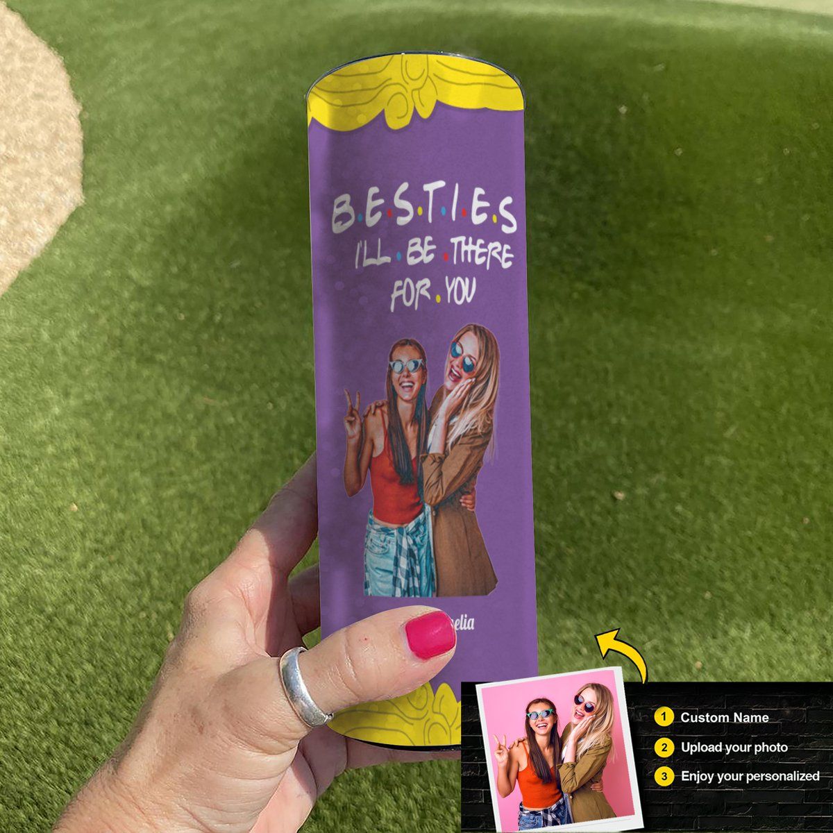 Gearhumans 3D Besties I Will Be There For You Gift For Friends Custom Name Custom Photo Tumbler GS07072114 Tumbler 