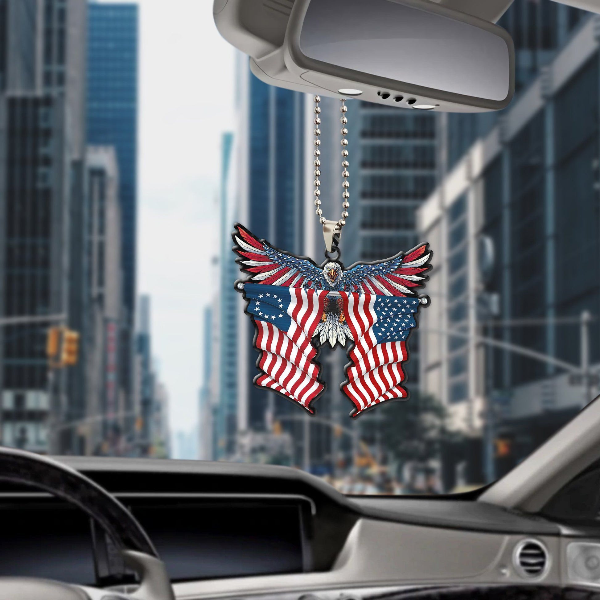 Gearhumans 3D Betsy Ross Flag and United States Flag Custom Car Hanging GW0306214 Car Hanging 