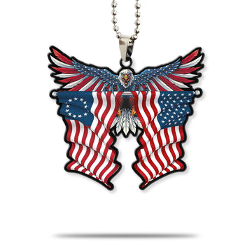 Gearhumans 3D Betsy Ross Flag and United States Flag Custom Car Hanging GW0306214 Car Hanging Car Hanging/1 Pack 