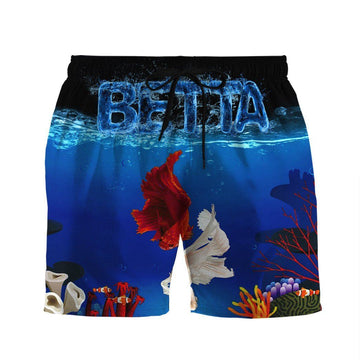 Gearhumans 3D Betta Fish Beach Short ZZ2005212 Men Shorts Beach Shorts / S 
