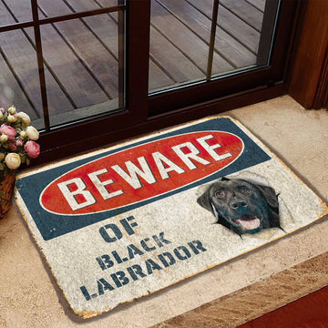 Gearhumans 3D Beware Of Black Labrador Custom Doormat GS0605212 Doormat 