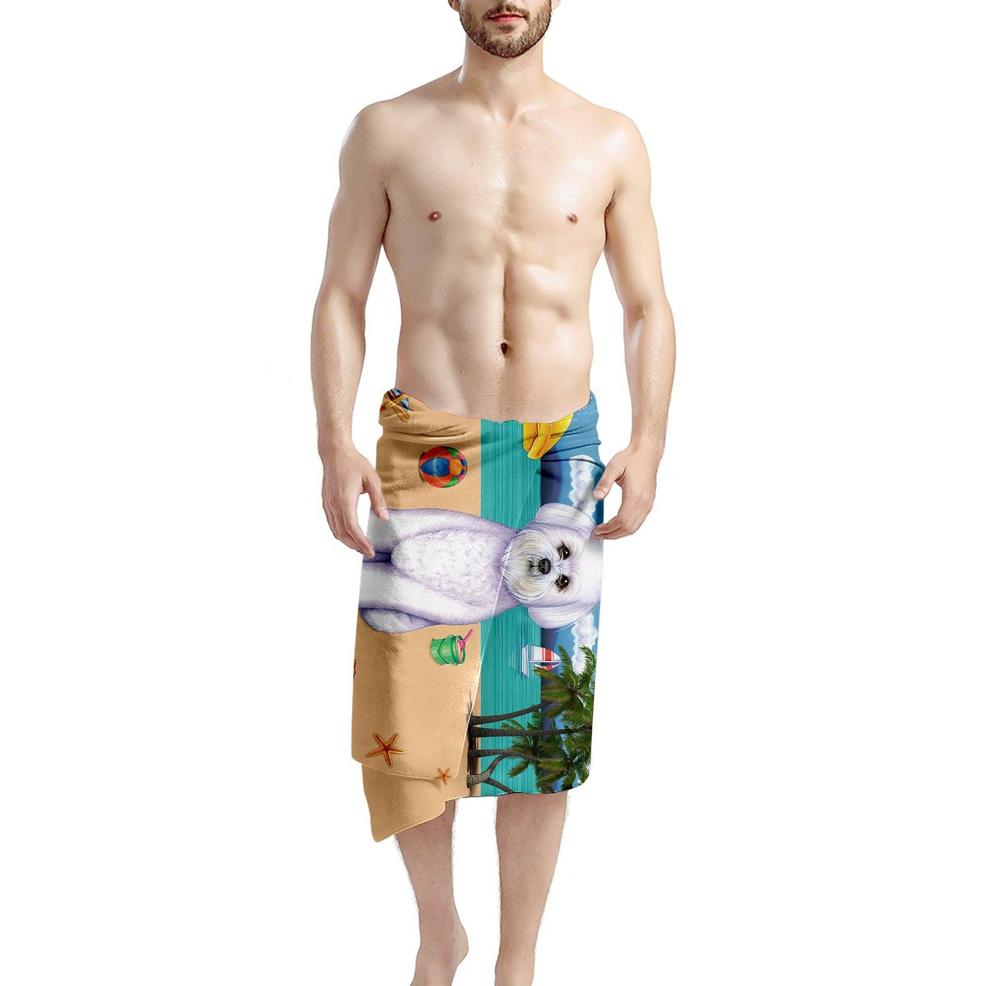 Gearhumans 3D Bichon Frise Dog Custom Beach Towel GW1105219 Towel 
