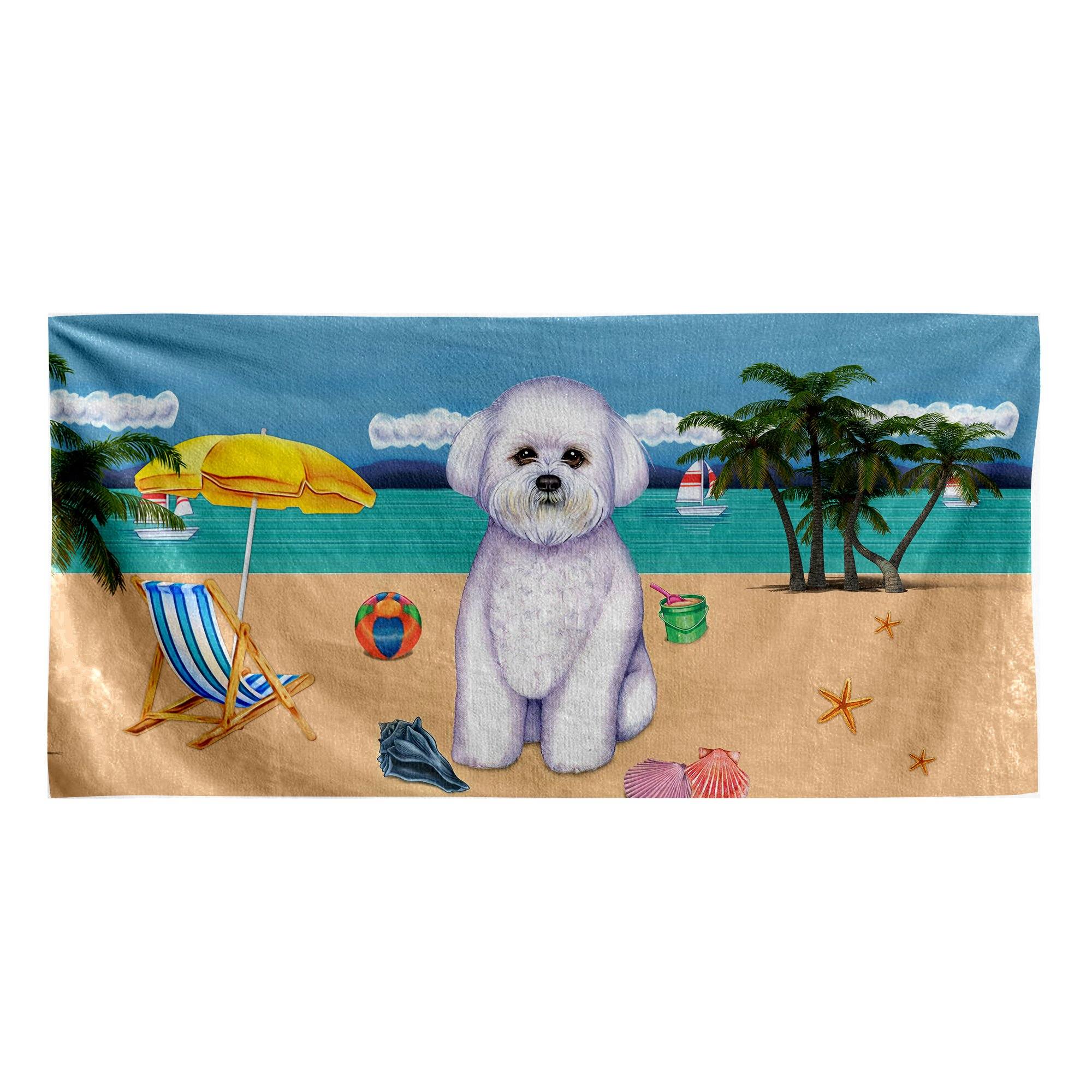 Gearhumans 3D Bichon Frise Dog Custom Beach Towel GW1105219 Towel Towel 60''x30'' 