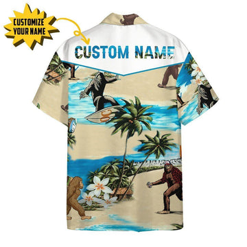 Gearhumans 3D Bigfoot Vacation Custom Name Hawaii Shirt