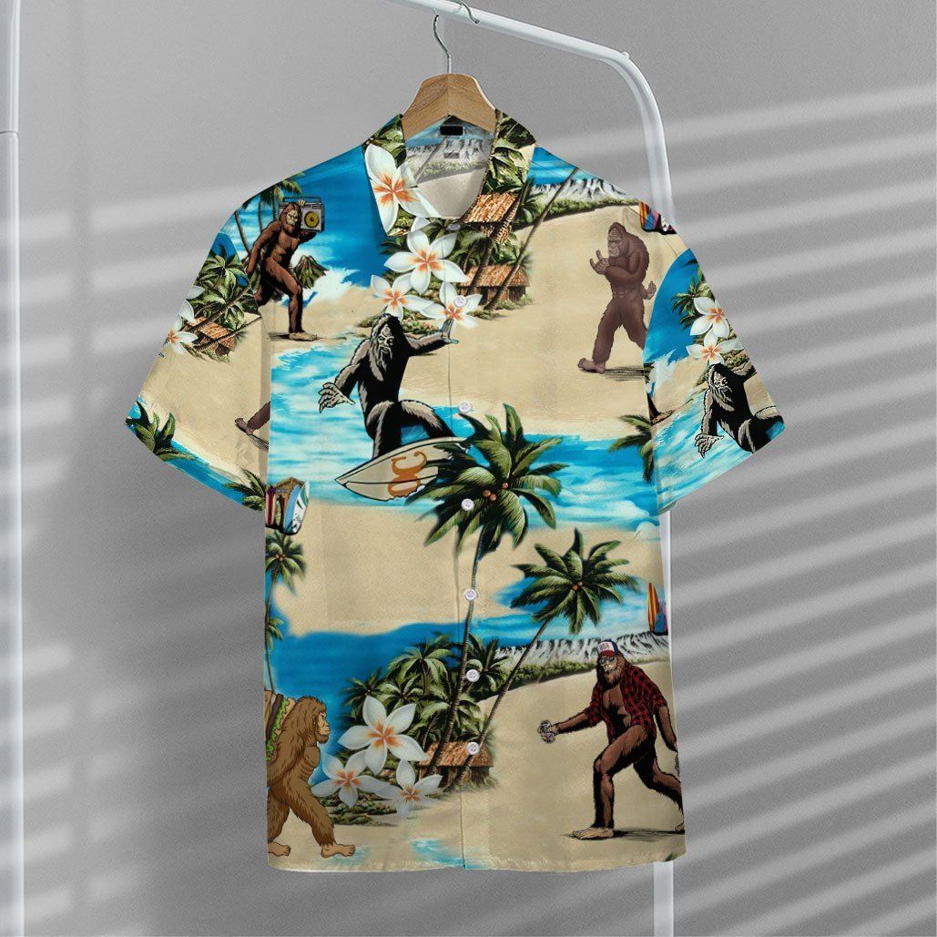 Gearhumans 3D Bigfoot Vacation Custom Name Hawaii Shirt ZB16034 Hawai Shirt 