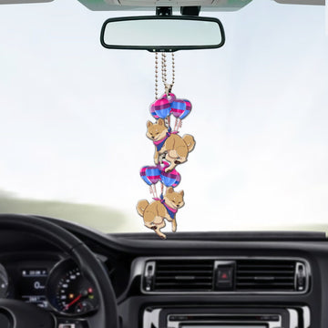 Gearhumans 3D Bis Pride Shiba Inu Fly With Balloons Custom Car Hanging