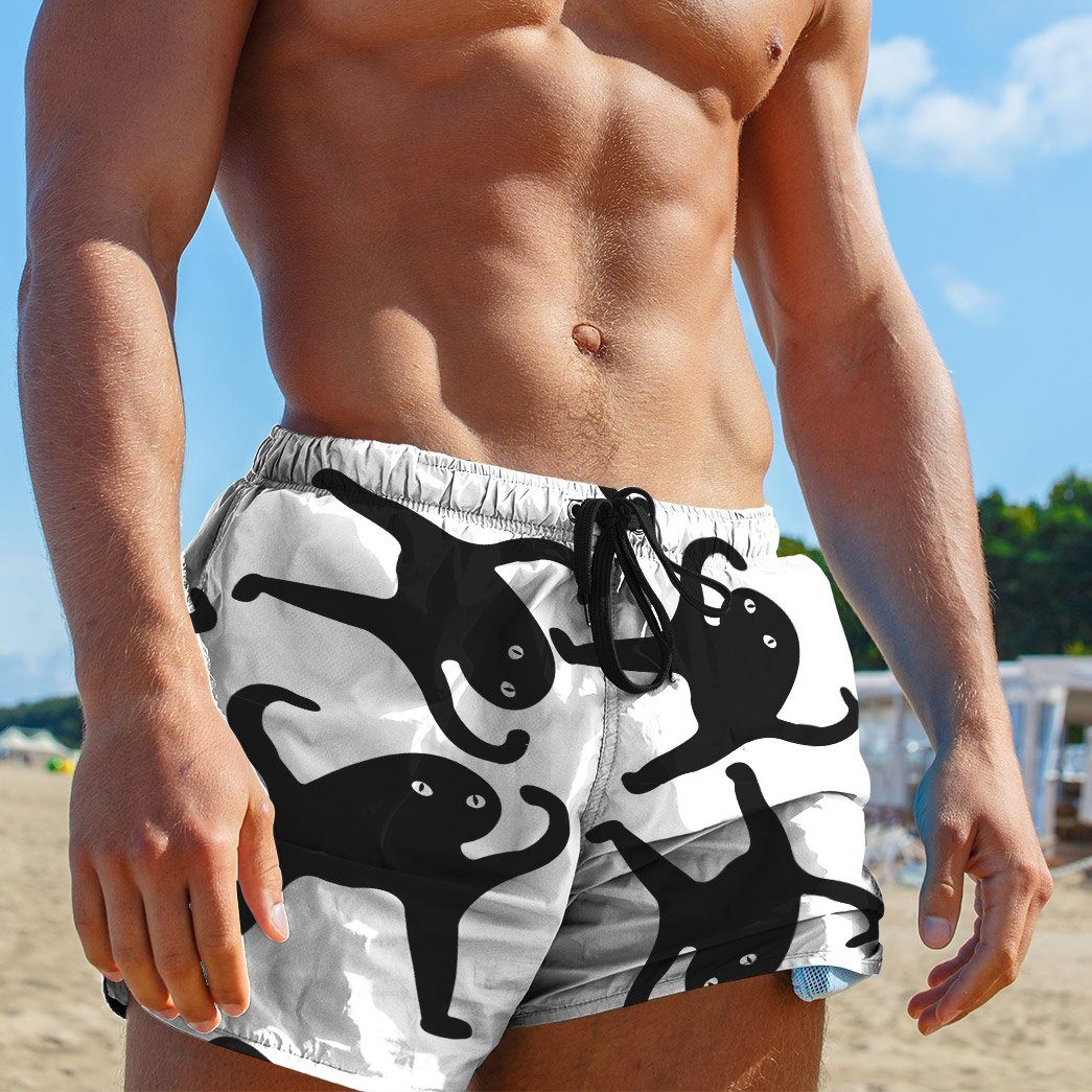 Gearhumans 3D Black Catto Meme Custom Shorts