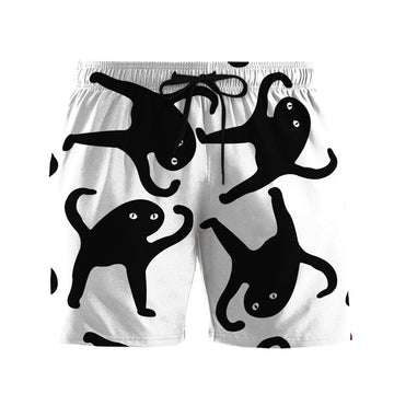 Gearhumans 3D Black Catto Meme Custom Shorts GO06052130 Men Shorts Men Shorts S 