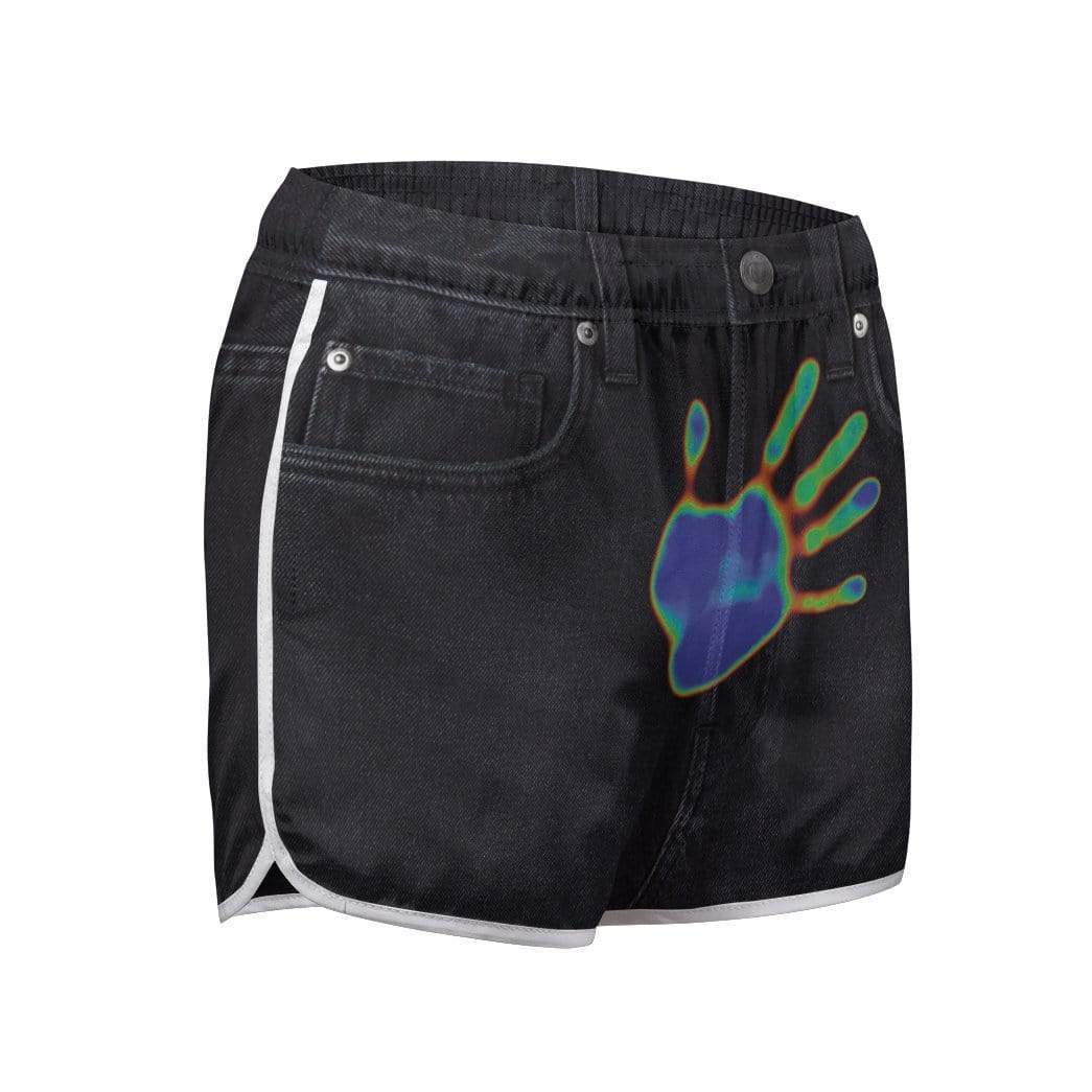 Gearhumans 3D Black Denim with Thermal Hand Custom Women Beach Shorts GC29073 Women Shorts