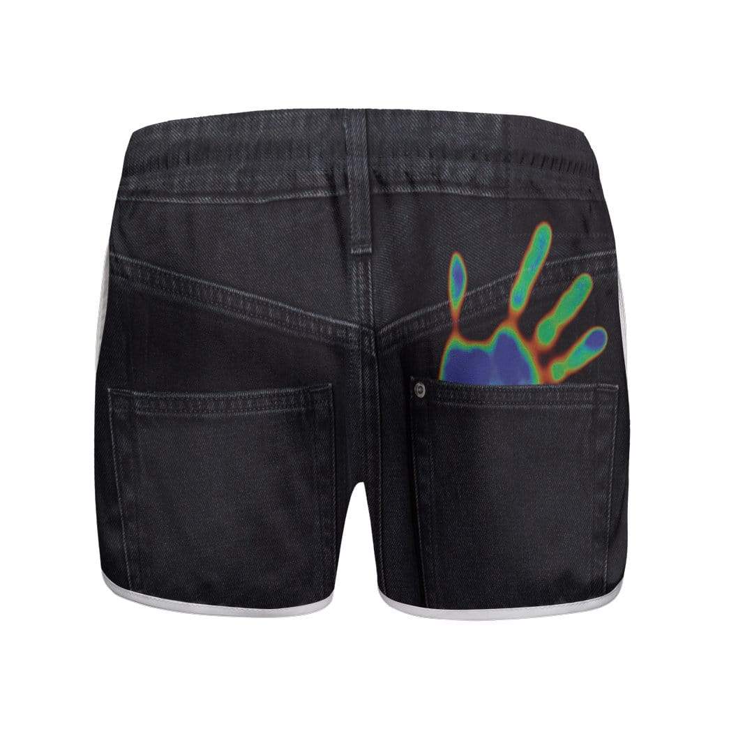 Gearhumans 3D Black Denim with Thermal Hand Custom Women Beach Shorts GC29073 Women Shorts