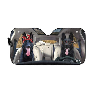 Gearhumans 3D Black German Shepherd Dog Custom Car Auto Sunshade