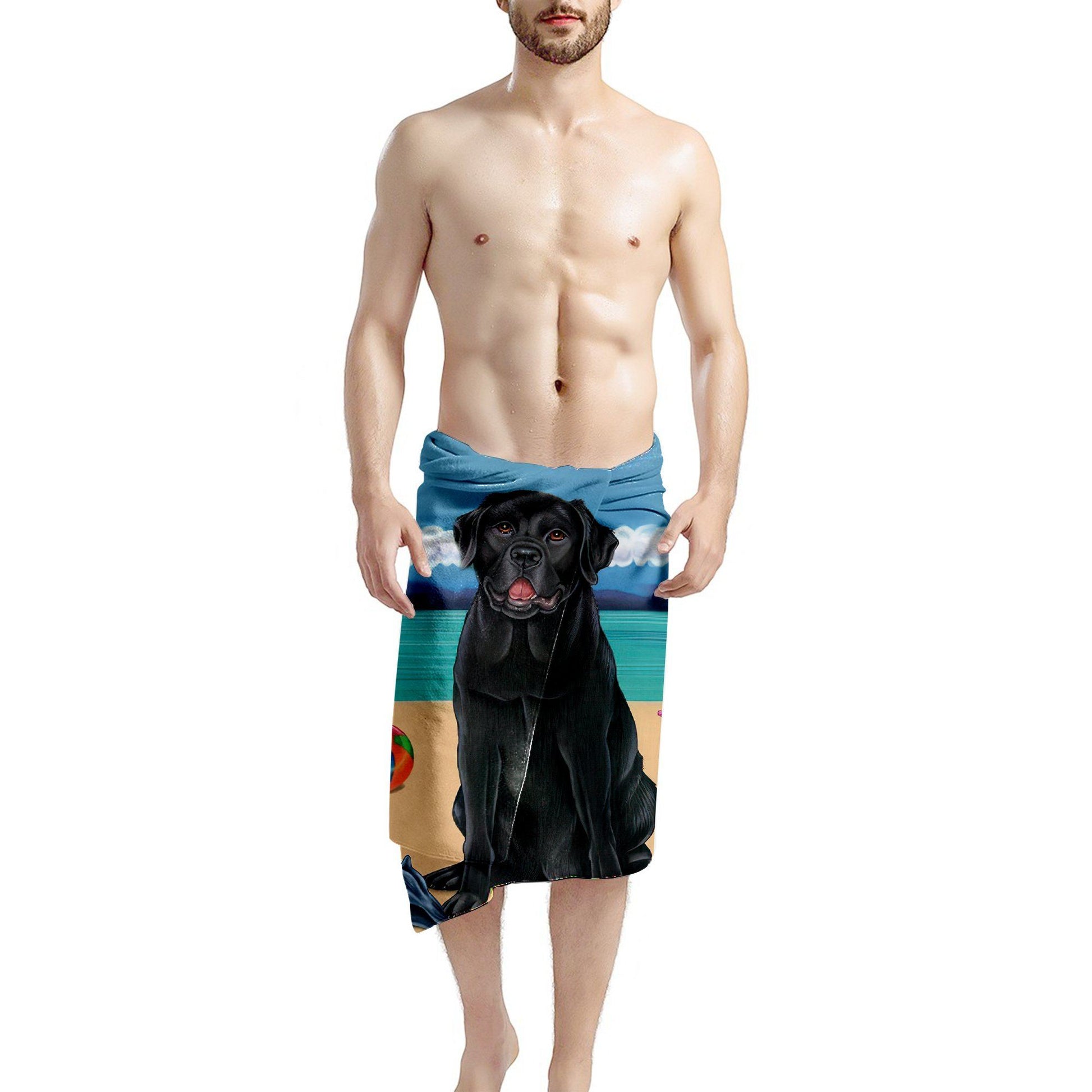 Gearhumans 3D Black Labrador Retriever Dog Custom Beach Towel GW11052110 Towel 