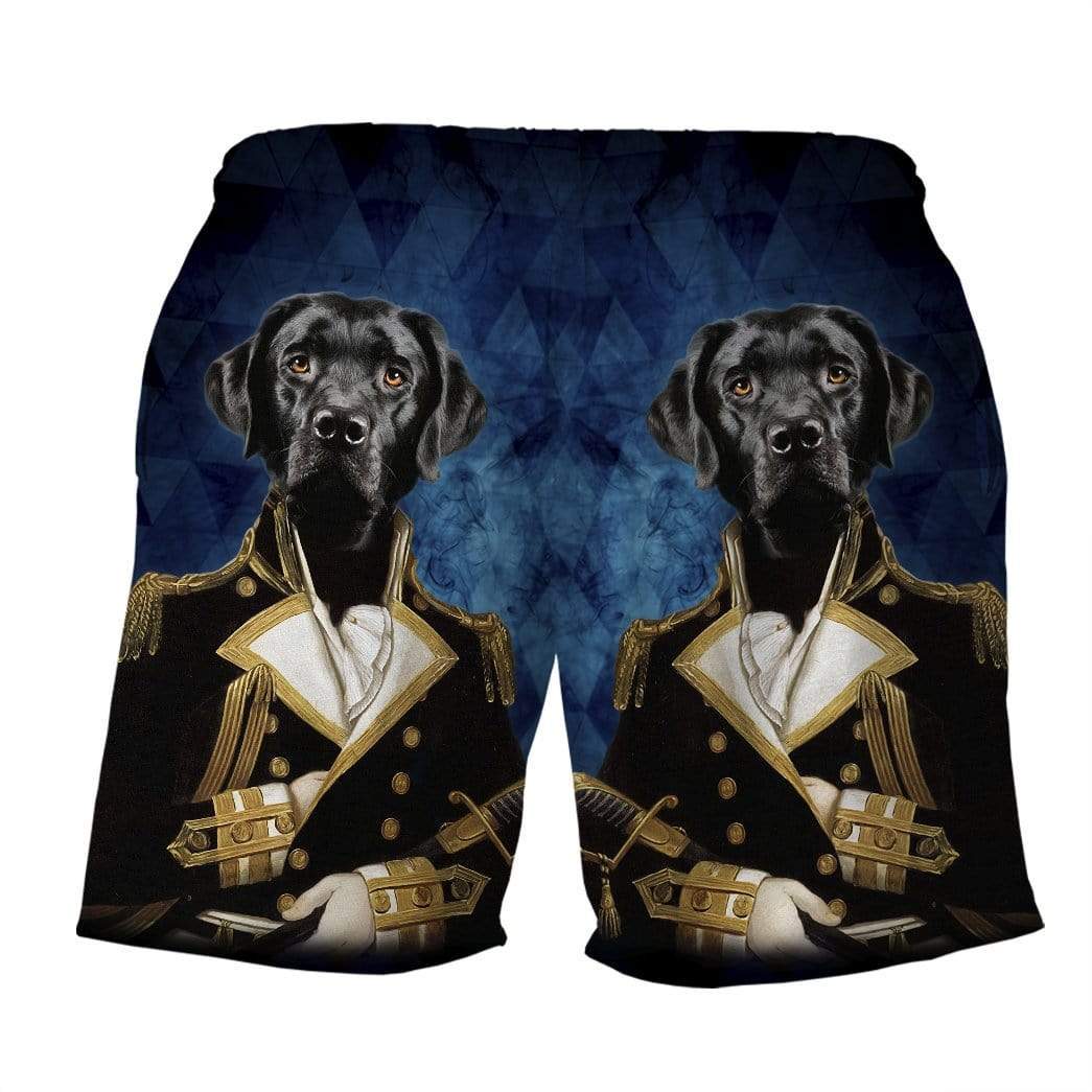 Gearhumans 3D Black Labrador Retriever Dog Portrait Military Uniform Custom Summer Beach Shorts Swim Trunks GV01071 Men Shorts 