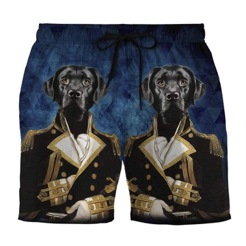Gearhumans 3D Black Labrador Retriever Dog Portrait Military Uniform Custom Summer Beach Shorts Swim Trunks GV01071 Men Shorts Men Shorts S 