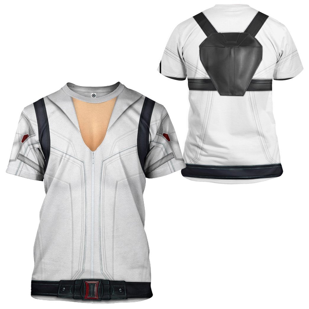 Gearhumans 3D Black Widow White Suit Custom Tshirt Hoodie Apparel GW01072110 3D Apparel 
