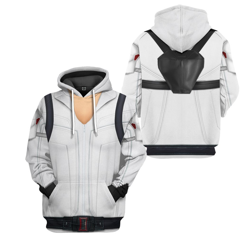 Gearhumans 3D Black Widow White Suit Custom Tshirt Hoodie Apparel GW01072110 3D Apparel 