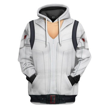 Gearhumans 3D Black Widow White Suit Custom Tshirt Hoodie Apparel GW01072110 3D Apparel Hoodie S 