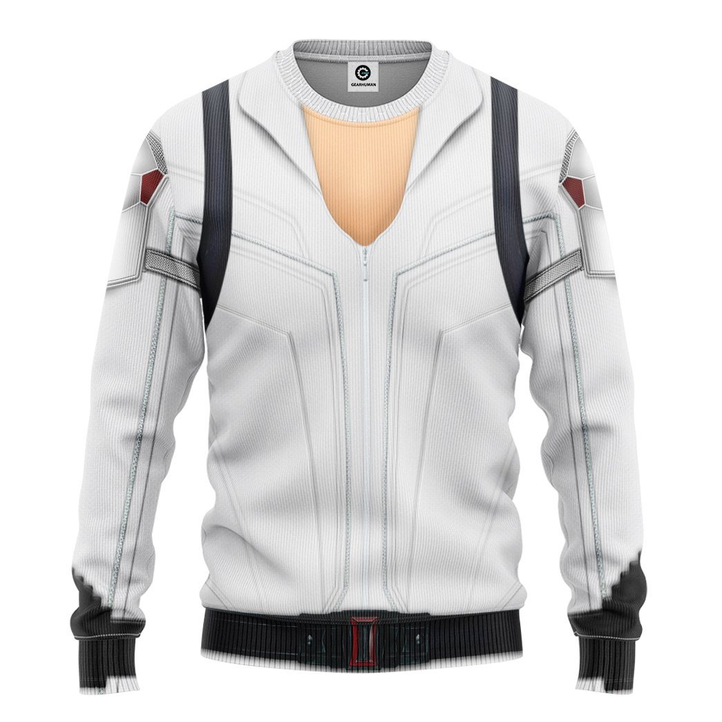 Gearhumans 3D Black Widow White Suit Custom Tshirt Hoodie Apparel GW01072110 3D Apparel Long Sleeve S 