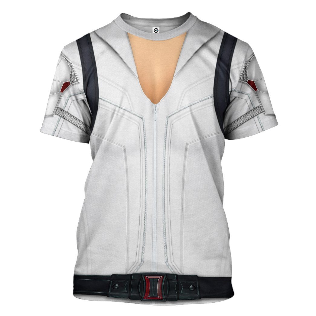 Gearhumans 3D Black Widow White Suit Custom Tshirt Hoodie Apparel GW01072110 3D Apparel T-Shirt S 