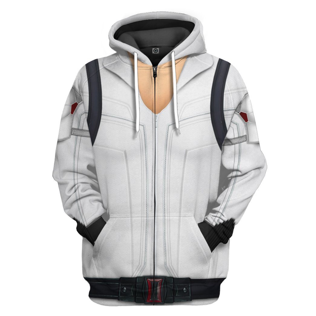 Gearhumans 3D Black Widow White Suit Custom Tshirt Hoodie Apparel GW01072110 3D Apparel Zip Hoodie S 