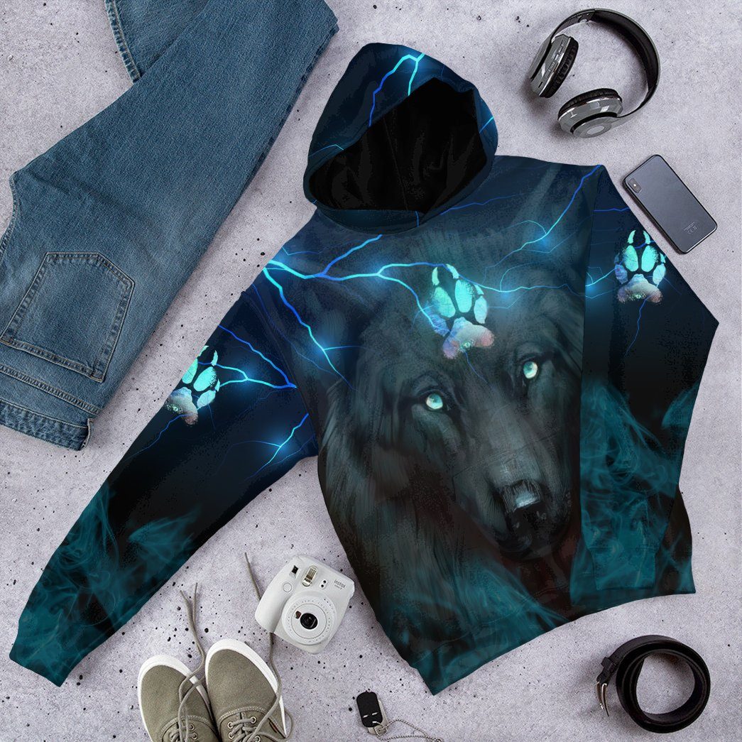 Gearhumans 3D Black Wolf Custom Tshirt Hoodie Apparel