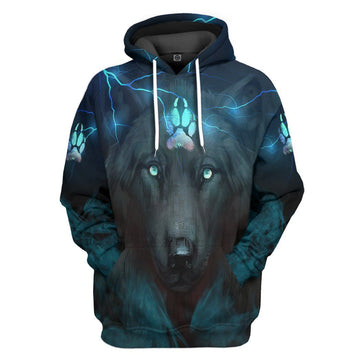 Gearhumans 3D Black Wolf Custom Tshirt Hoodie Apparel