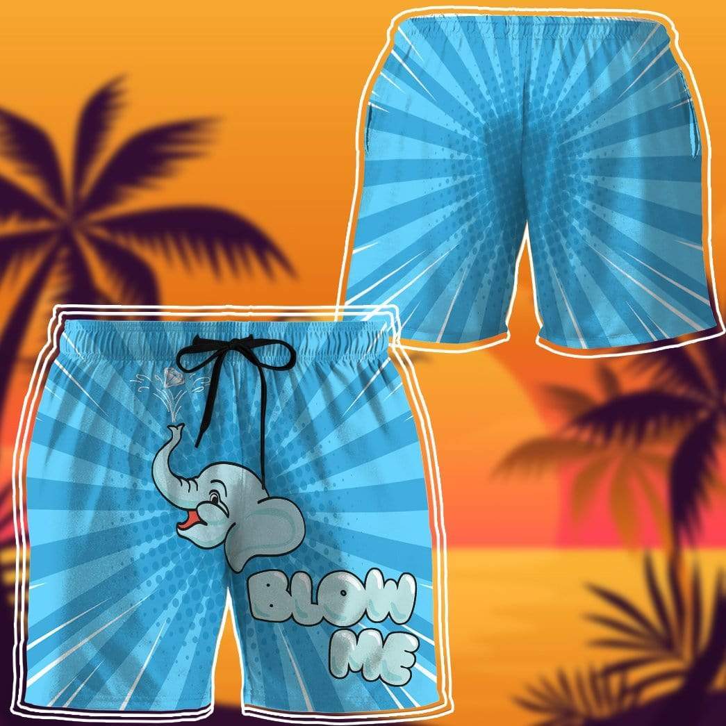 Gearhumans 3D Blow Me Elephant Custom Beach Shorts Swim Trunks GV23072 Men Shorts