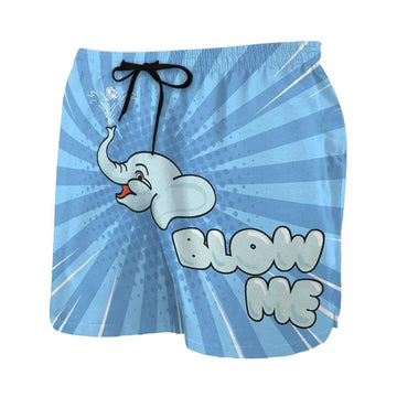 Gearhumans 3D Blow Me Elephant Custom Beach Shorts Swim Trunks