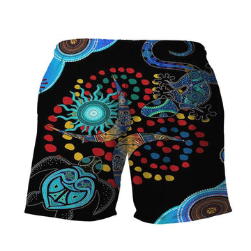 Gearhumans 3D Blue Turtle Lizard Shorts ZK2005216 Men Shorts 