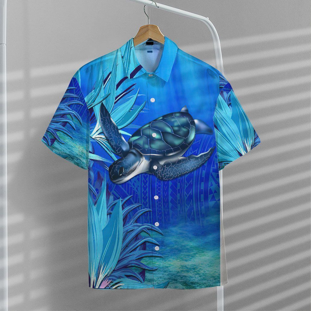 Gearhumans 3D Blue Turtle Paradise Hawaii Shirt ZB17037 Hawai Shirt 