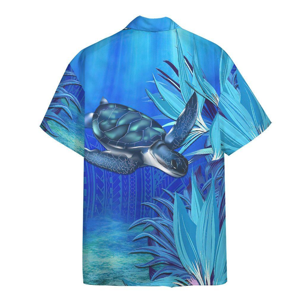 Gearhumans 3D Blue Turtle Paradise Hawaii Shirt ZB17037 Hawai Shirt 