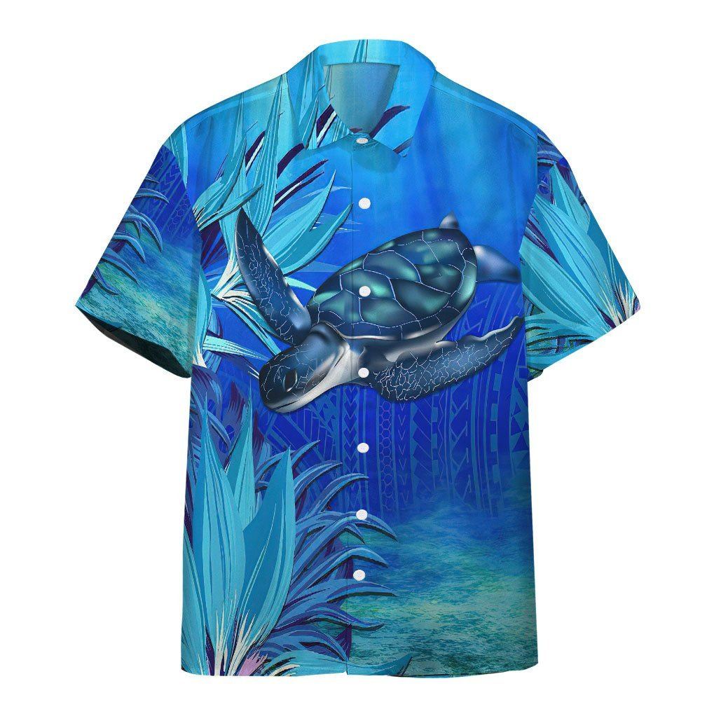 Gearhumans 3D Blue Turtle Paradise Hawaii Shirt ZB17037 Hawai Shirt Short Sleeve Shirt S 