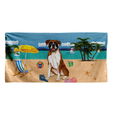 Gearhumans 3D Boxer Dog Custom Beach Towel
