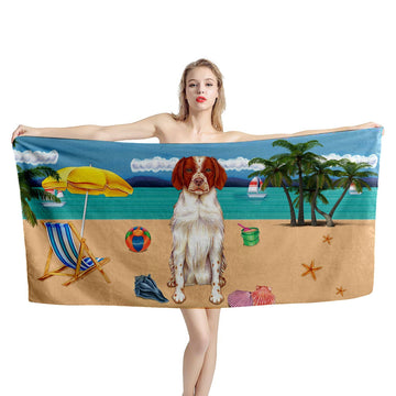 Gearhumans 3D Brittany Dog Custom Beach Towel