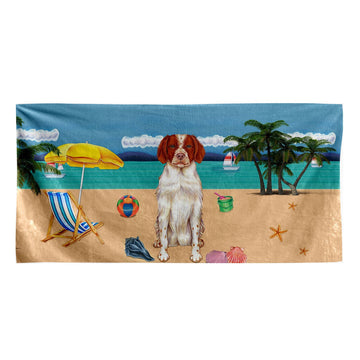 Gearhumans 3D Brittany Dog Custom Beach Towel
