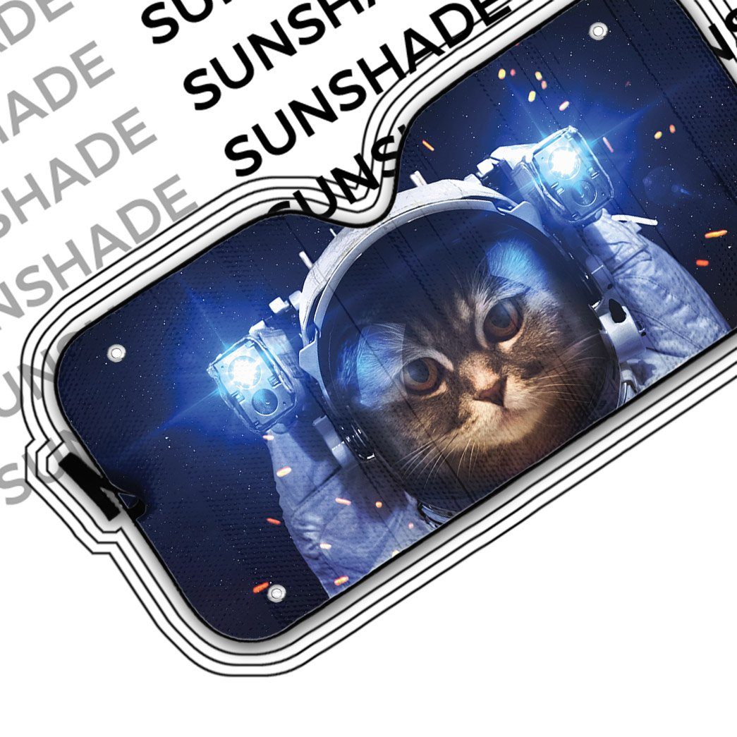 Gearhumans 3D Brown Tabby Cat Astronaut Custom Car Auto Sunshade GO23042119 Auto Sunshade 