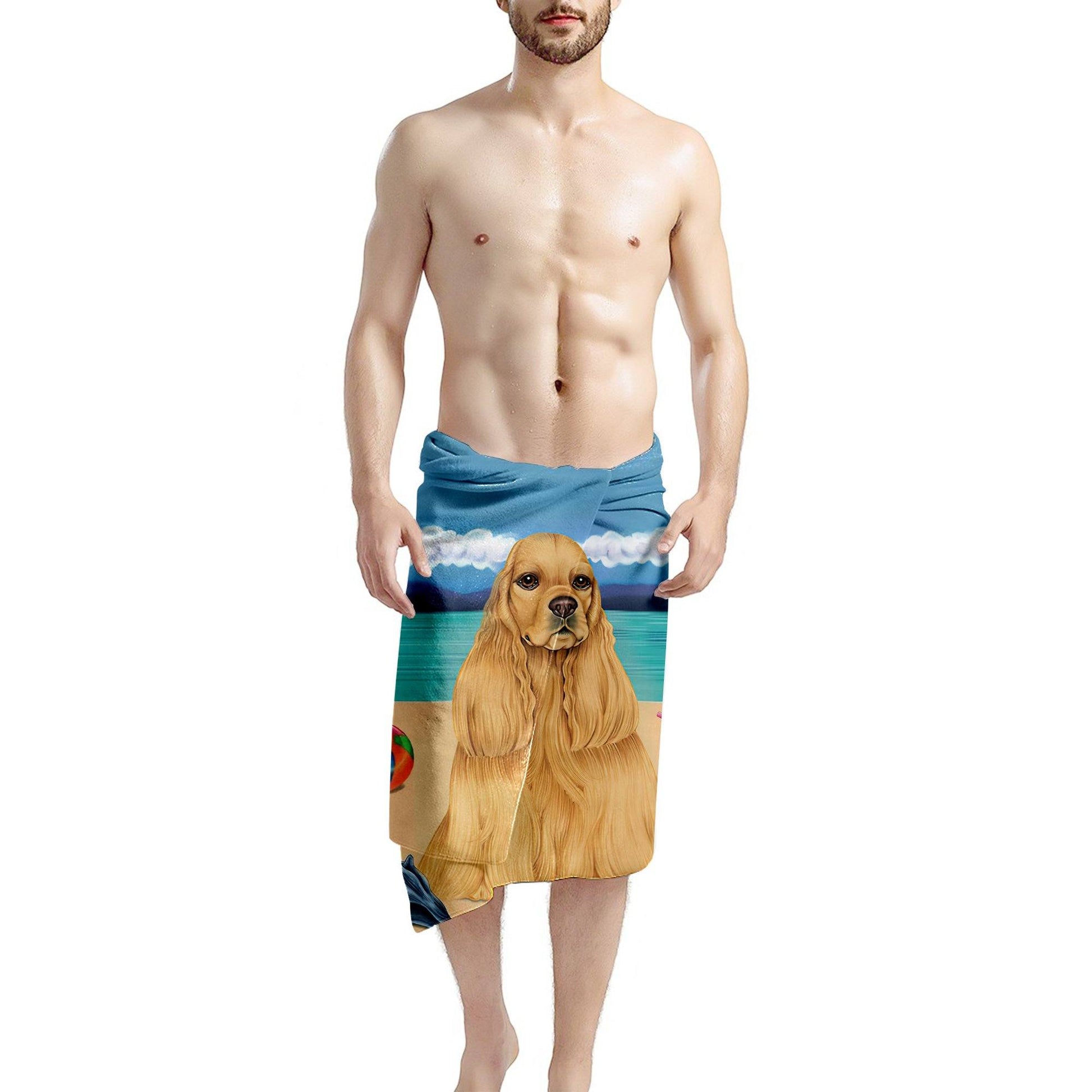 Gearhumans 3D Buff Cocker Spaniel Dog Custom Beach Towel GW1205212 Towel 