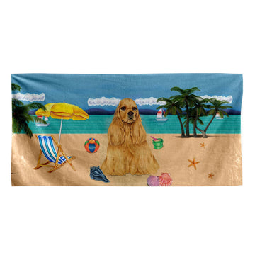 Gearhumans 3D Buff Cocker Spaniel Dog Custom Beach Towel