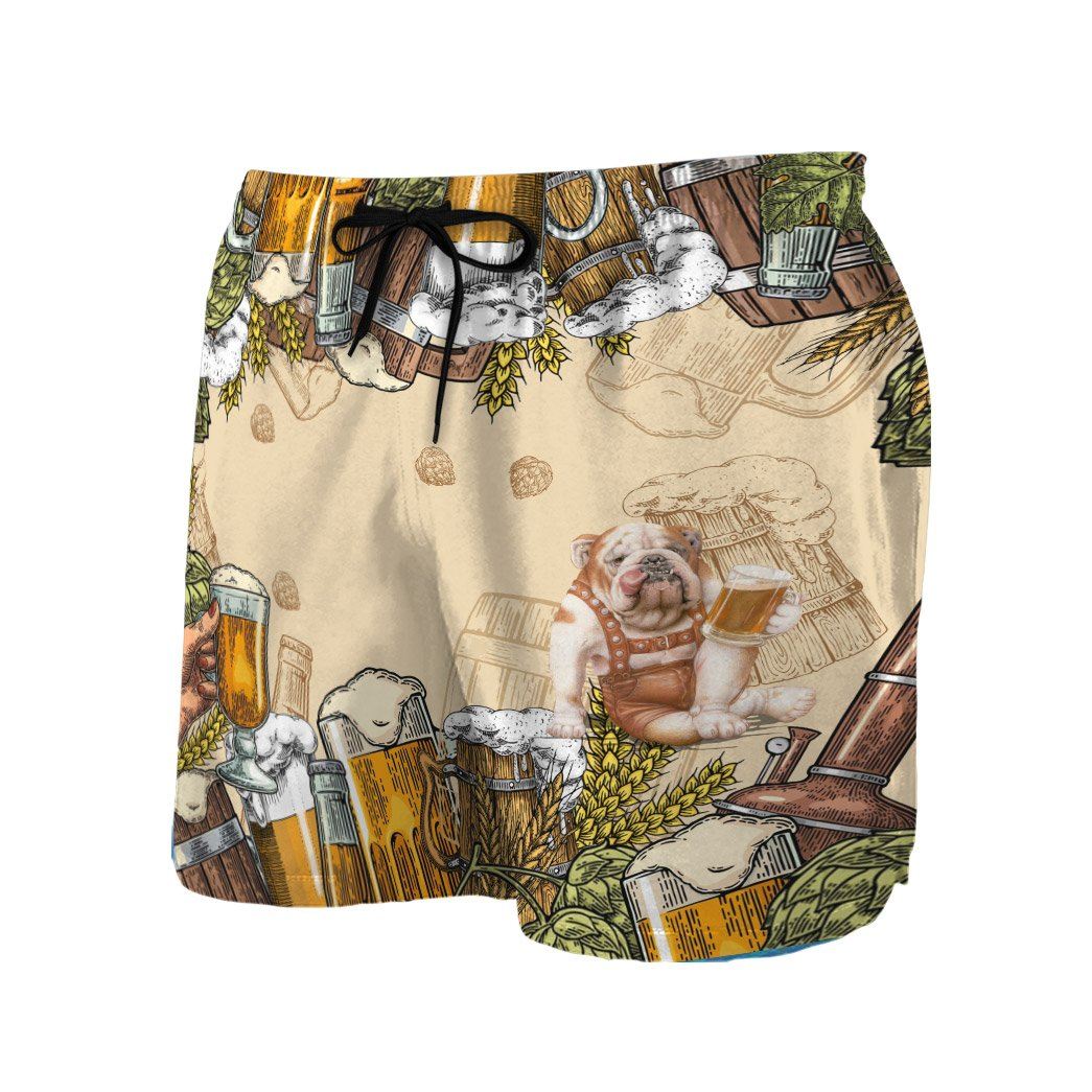 Gearhumans 3D Bulldog and Beer Custom Men Short GS06072116 Men Shorts 