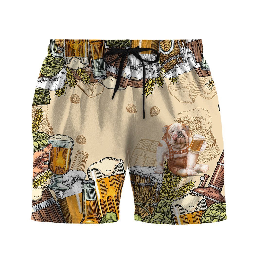 Gearhumans 3D Bulldog and Beer Custom Men Short GS06072116 Men Shorts Men Shorts S 