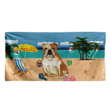 Gearhumans 3D Bulldog Custom Beach Towel
