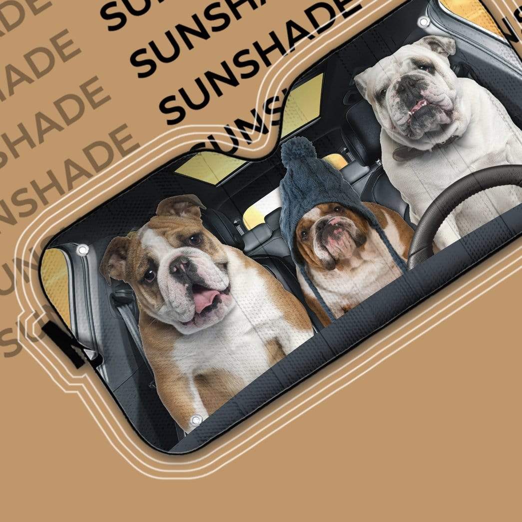 gearhumans 3D Bulldog Custom Car Auto Sunshade GD1105112 Auto Sunshade 