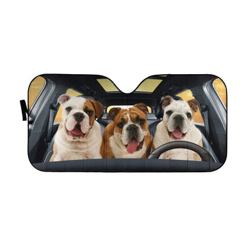 Gearhumans 3D Bulldog Fun Custom Car Auto Sunshade